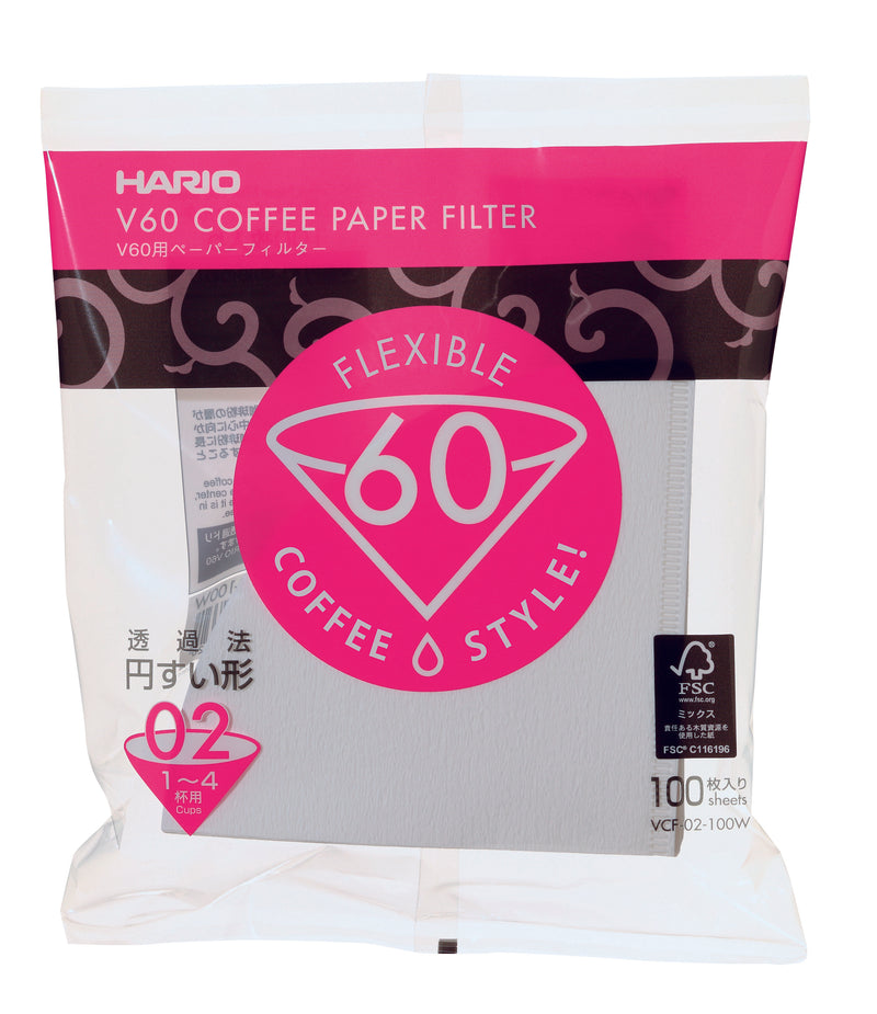 Kit Filtro Branco para Hario - V60 02 - 100 un (3 pacotes)