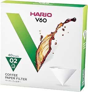 Kit Hario Coador V60 02 Fumê + Filtro Branco 02 C/ 40 Unidades