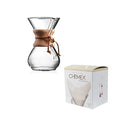 Kit Chemex (6 xícaras, com alça de madeira) + Filtro Quadrado