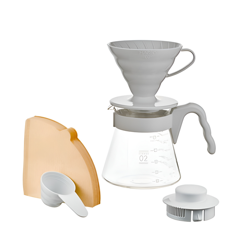 Kit HARIO V60 Coffee Server 02 Set - Cinza Claro