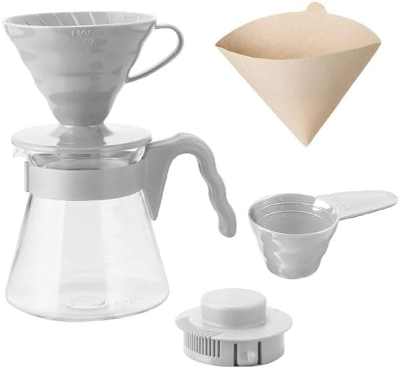 Kit HARIO V60 Coffee Server 02 Set - Cinza Claro