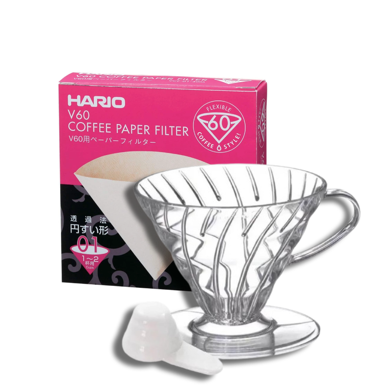 Kit Hario Coador V60 01  + Filtro Natural 01 C/ 40 Unidades