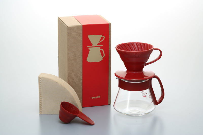 Kit HARIO V60 01 Ceramica - Vermelho