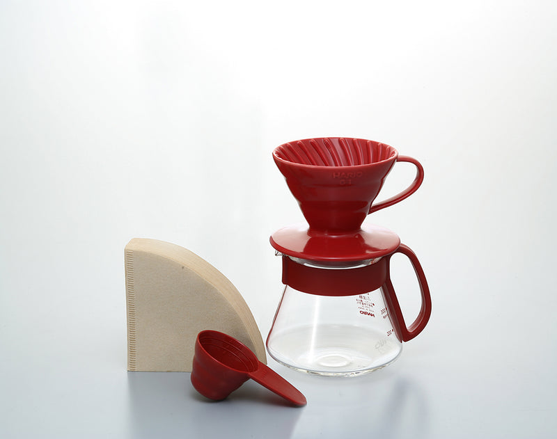 Kit HARIO V60 01 Ceramica - Vermelho