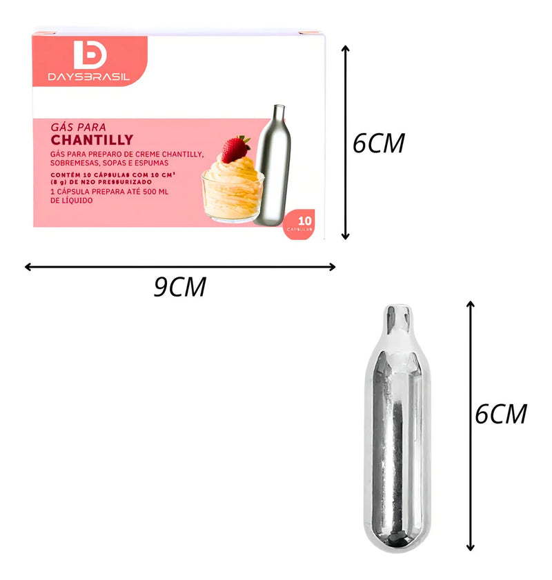 Cápsulas De Gás Sifão Chantilly Drinks N20 Com 10 Un - Daysbrasil
