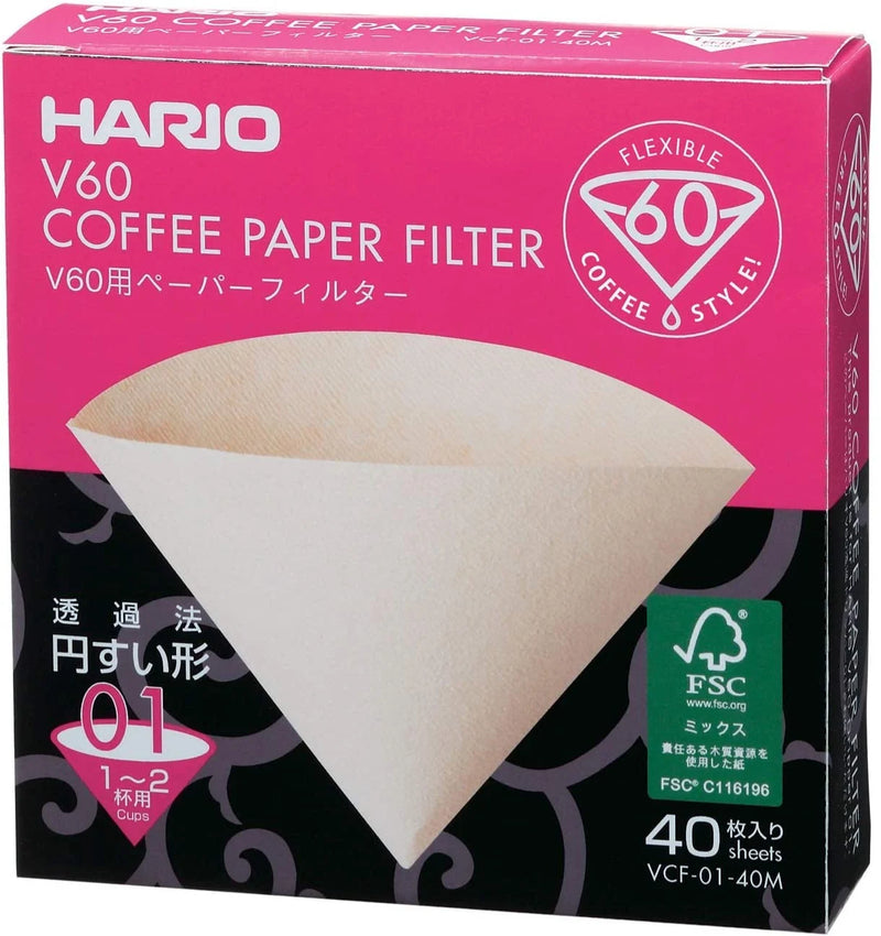 Kit Hario Coador V60 01  + Filtro Natural 01 C/ 40 Unidades